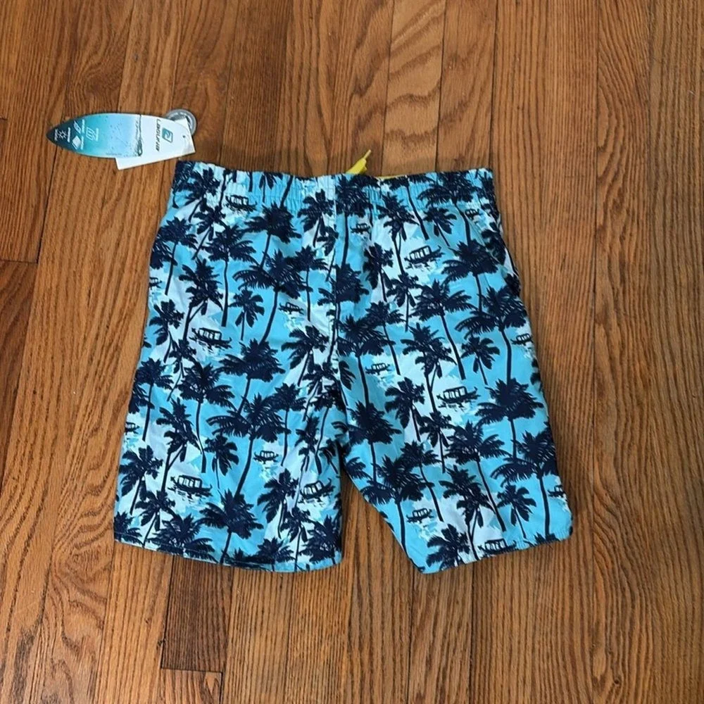 Laguna BLUE ATOLL Big Ultimate Palm Swim Trunks Shorts‎ Boys Small 8 NWT